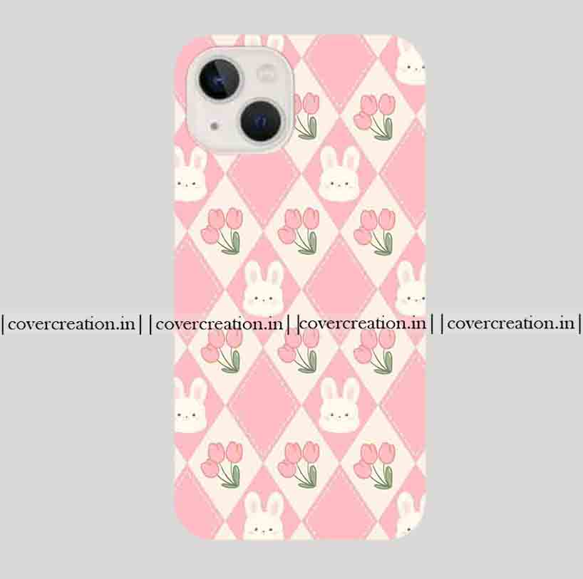 Cute Bunny & Tulip Pink Phone Case