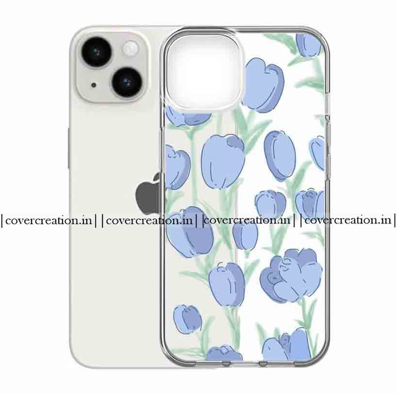Transperant Blue Flower Case