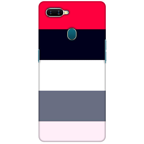 Classic White Black And  Red Stripes Back Cover for Oppo A12 / Oppo A11k