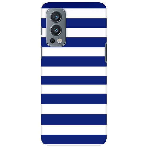 Classic Blue White Stripes Back Cover for Oneplus Nord 2 5G