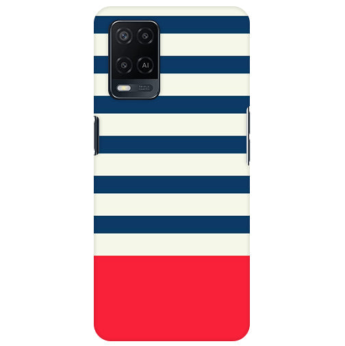 Classic Red Blue White Stripes Back Cover for Oppo A54