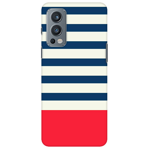 Classic Red Blue White Stripes Back Cover for Oneplus Nord 2 5G