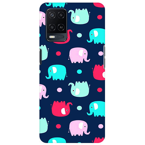 Elephants And Dot Design Back Cover for Oppo A54