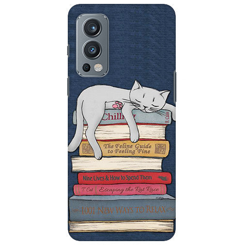 Cat Slipea Up Books Back Cover for Oneplus Nord 2 5G