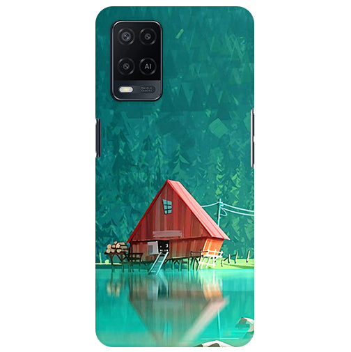 Beautyful House on side Jhil Back Cover for Oppo A54